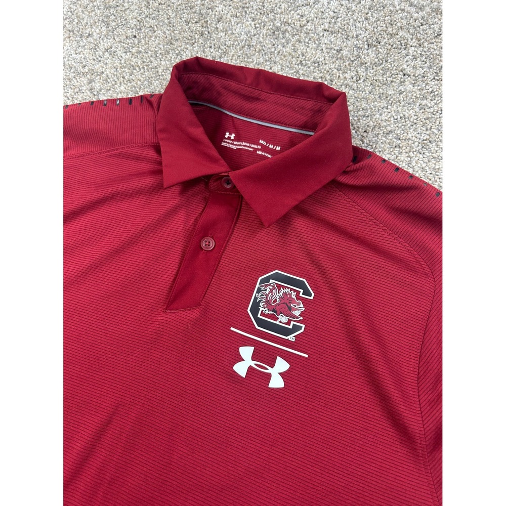 Under Armour South Carolina Gamecocks Polo Mens Medium Red HeatGear Loose #0703
